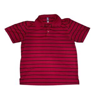 PGA Tour Golf Shirt Size XL Active Polo Red Striped Black Short Sleeve Airflux